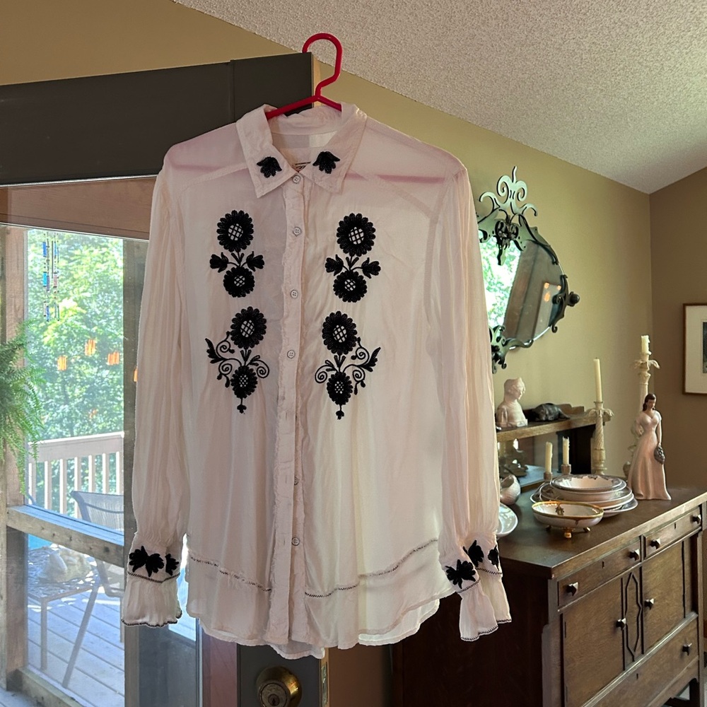 We the Free silky embroidered Billy blouse. Medium.